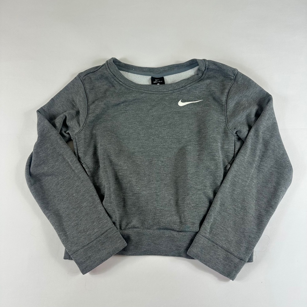 Nike Dri Fit Gray Crewneck Long Sleeve Sweatshirt Kids Size Medium